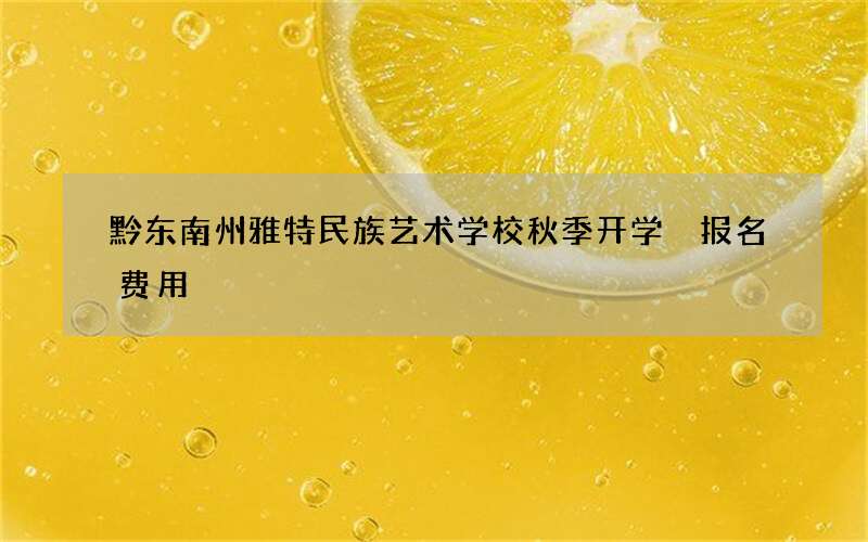 黔东南州雅特民族艺术学校秋季开学 报名费用